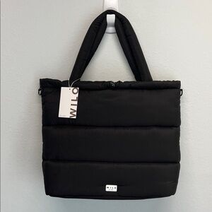 Wilo The Label | Black Puffer Scrunch Top Tote w/ Crossbody